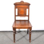 Victorian oak hall chair.