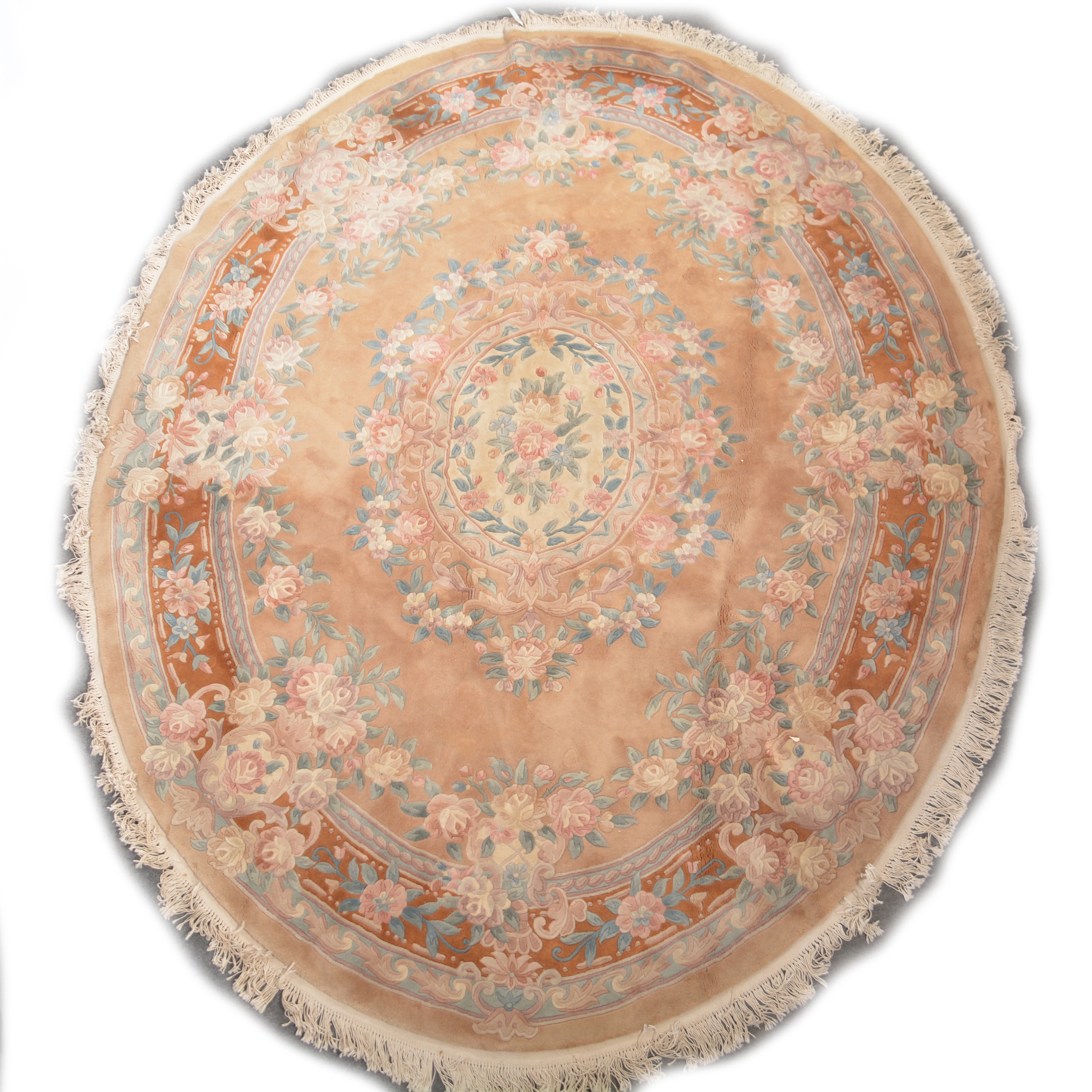 Chinese sculptured wool oval rug