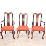 Set of six Victorian mahogany dining chairs, Queen Anne style