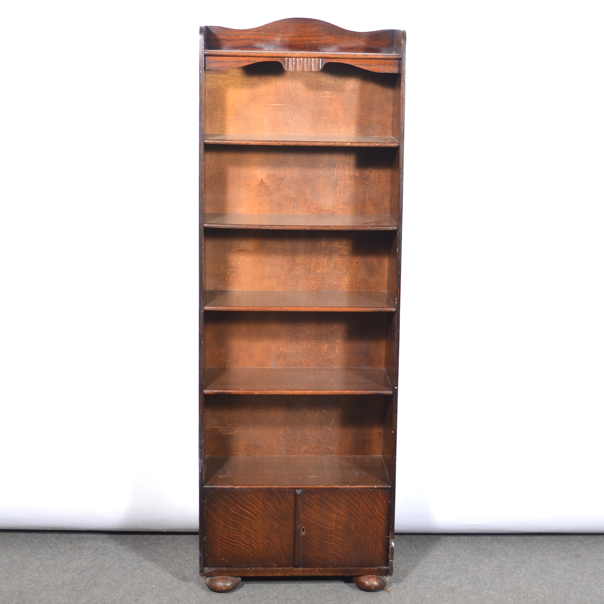 Two stained oak glazed bookcases and an open bookcase - Image 2 of 4