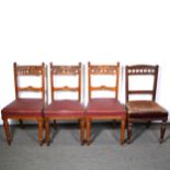Three late Victorian oak dining chairs, and another