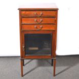 Edwardian inlaid mahogany music cabinet,