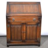 Reproduction oak cocktail cabinet, corner cupboard and blanket box and bureau,
