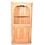 Pine freestanding corner cupboard,
