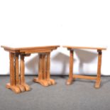 Oak nest of tables and another occasional table