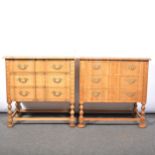 Pair of small oak chests of drawers