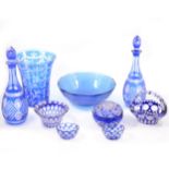 Collection of Bristol Blue and other blue coloured glass.