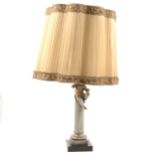 Table lamp, silvered cherub column,