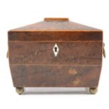 Regency yew wood sarcophagus tea caddy.