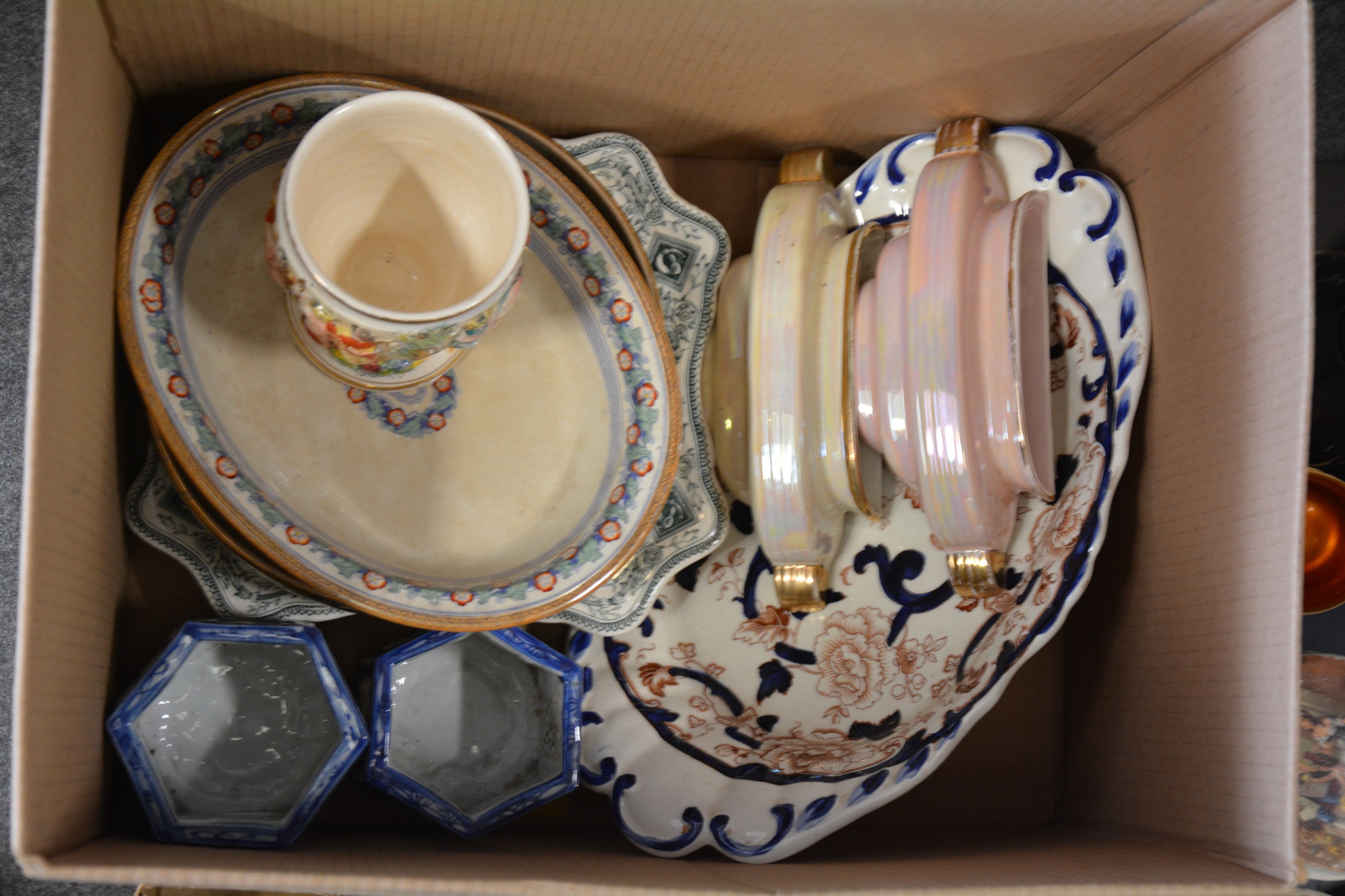 Blue and white meat platters, Masons 'Mandalay' dish, Delph tableware etc. - Image 3 of 5
