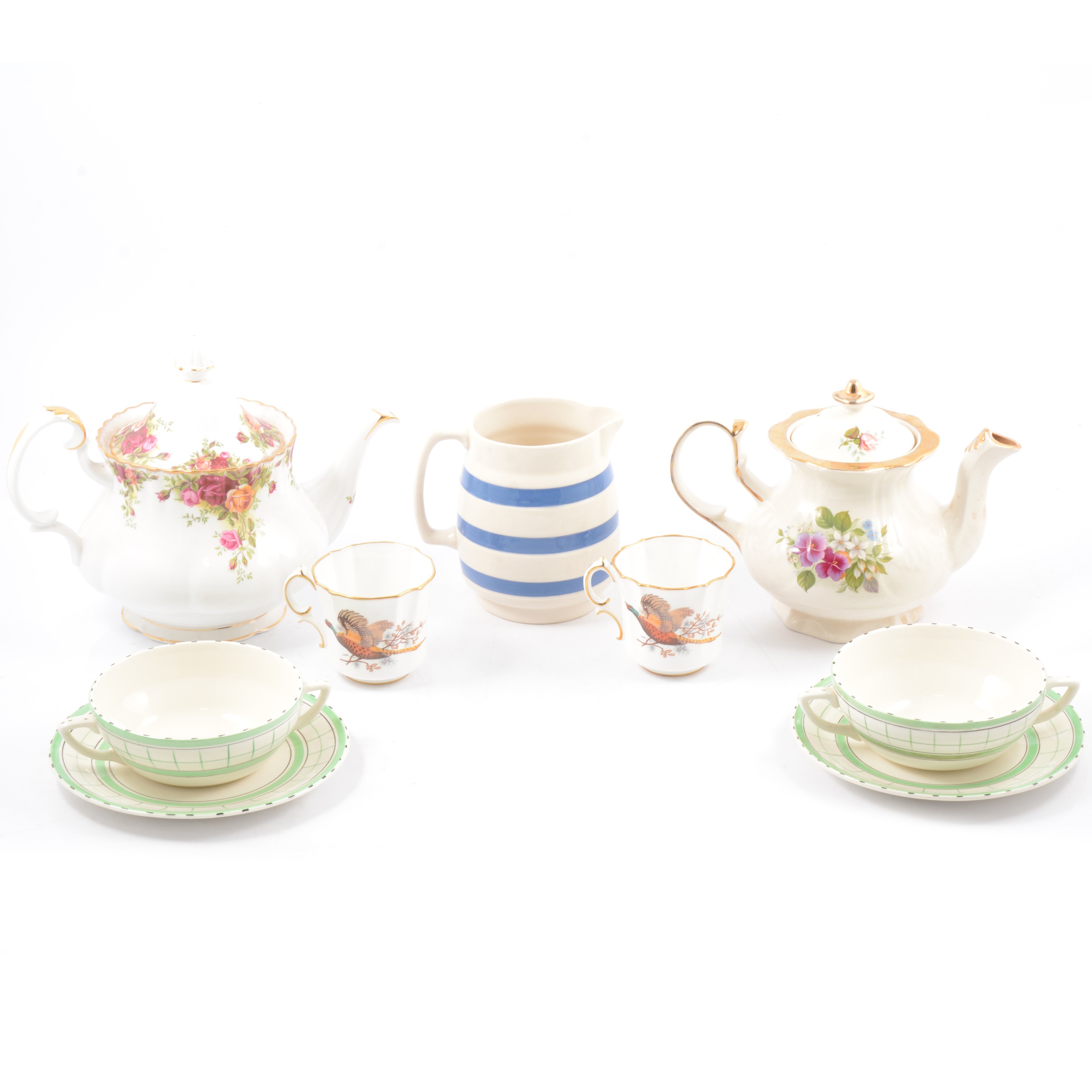 Royal Albert 'Old Country Roses' teaset, Royal Grafton coffee set, and other teasets.