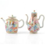 Small Chinese famille rose coffee pot and a similar teapot