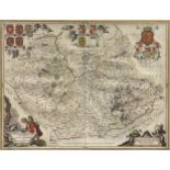 After Jan Jansson, Leicestrensis comitatus cum Rutlandia, a hand-coloured map