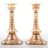 Royal Crown Derby, Imari pattern, a pair of candlesticks