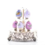 House of Faberge, Amethyst Garden Mini Eggs and stand
