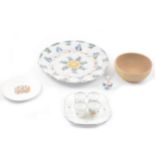 Delft plate, Shelley 'Idalium' pattern egg cup set and other ceramics.