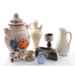 One box of decorative ceramics, including a pottery Rumtopf jar