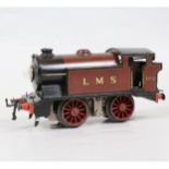 Hornby O gauge model railway tank locomotive, EM320 LMS 0-4-0, maroon, 2270.