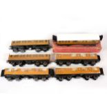 Hornby O gauge passenger coaches, six LNER no.2 corridor coaches