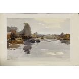 John Yardley, River Landscape with Boats and a Bridge.
