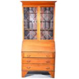 Edwardian inlaid mahogany bureau bookcase,