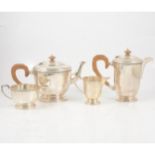 Silver four piece teaset