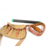 Brady of Halesowen cartridge bag, leather cartridge belt, and a shotgun cleaning rod