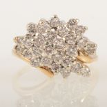 A contemporary diamond multi stone cluster ring.