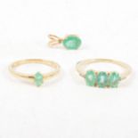 Gemporia - A pair of Zambian emerald and diamond earrings, plus emerald set rings.