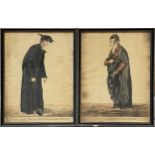 After Robert Dighton, three hand-coloured etchings, and another print
