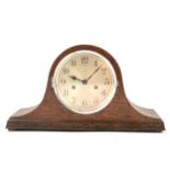 James Walker oak cased Napoleon style mantel clock, Enfield movement.