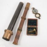 W Watson & Son military gun sight, another sight, Kemp marching compass, cased instrument.