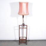 Chinese carved hardwood adjustable standard lamp