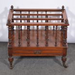 Victorian walnut Canterbury book rack.