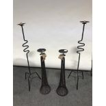 Two pairs of contemporary pricket candlesticks