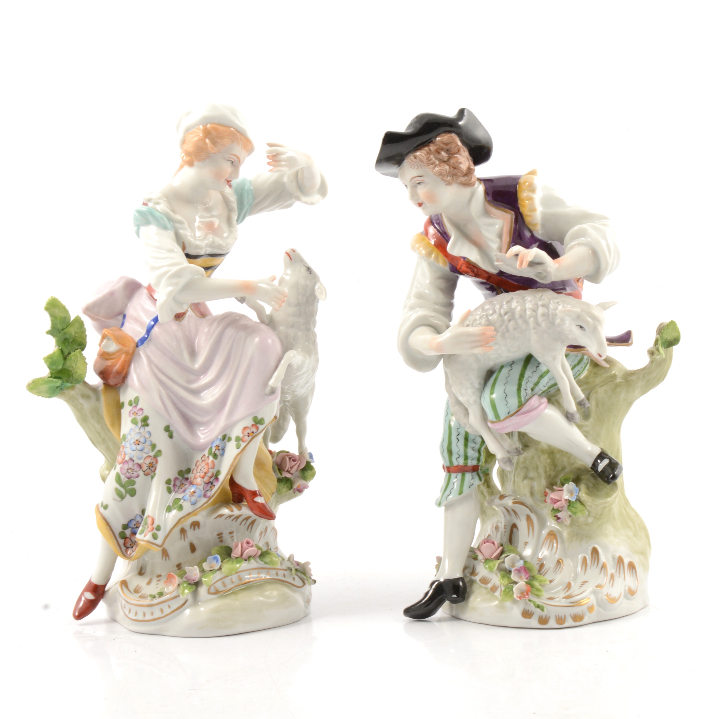 Pair of Sitzendorf figures, Shepherd & Shepherdess,