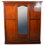 Victorian mahogany and inlaid triple wardrobe