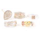 Gemporia - Five diamond rings in white gold, silver or gold-plated silver.