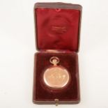 Tiffany of New York - a full hunter pocket watch with French gold mark, original box.