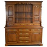 George III style oak and mahogany banded dresser,
