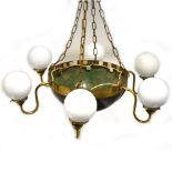 Pair of brass framed ceiling lights,