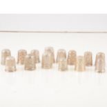 Fourteen Victorian and later silver thimbles, to include Charles Horner and Marion & Co.