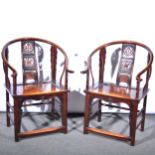 Pair of Chinese elm horseshoe chairs,