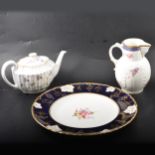 Spode Campanula tea service, Royal Crown Derby charger and a Spode mask jug.