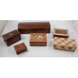Mahogany tea caddy, and other cigar and gloves boxes,