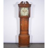 Oak and mahogany longcase clock,