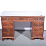 Victorian mahogany twin pedestal desk,