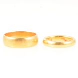 Two 22 carat yellow gold wedding bands.