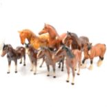 Sixteen Beswick and other horse models,