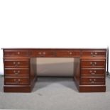 Reproduction mahogany twin pedestal desk